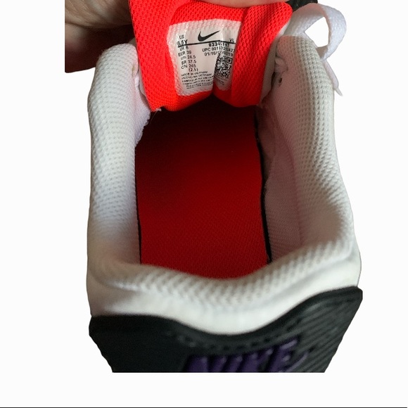 Youth NIKE AIR MAX 90 LEATHER GS 'WHITE BRIGHT CRIMSON' Size 6.5 - Picture 8 of 10